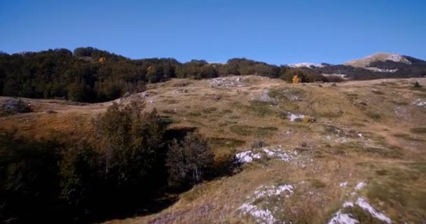 Luchtfoto, mooie Durmitor landschappen, Montenegro. Gesorteerde en gestabiliseerde versie. — Stockvideo