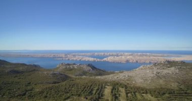 Anteni, Hills, manzara ve Bay, Karlobag, Hırvatistan - yerli malzemeden, düz cam.