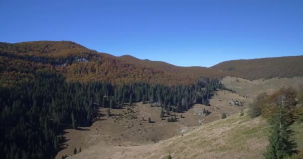 航空写真、美しい秋の風景、ベレビト山地, クロアチア - まっすぐにカムのネイティブの材料. — ストック動画