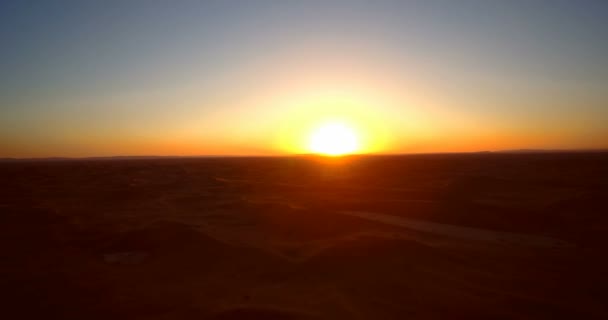 Aerial, Sahara Sunset, Erg Chegaga, Marocco — Video Stock