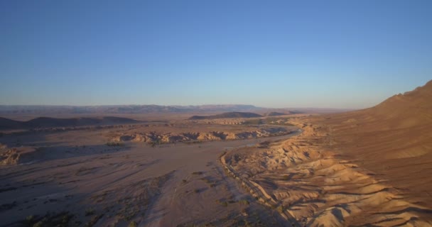 Aerial, Flying Over Palm Oasis Along Mountains At Tissint, Morocco — Stock Video