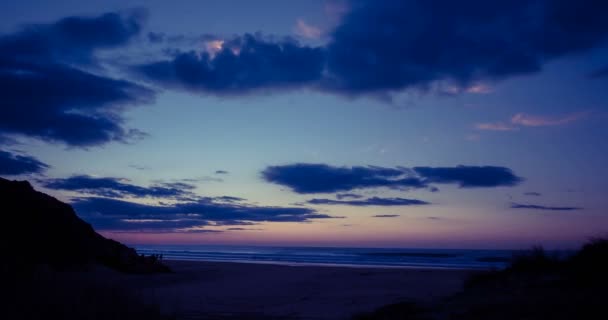 Temps écoulé, coucher du soleil et ciel étoilé au Portugal — Video