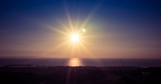 Time lapse, coucher de soleil sur Tarifa, Espagne — Video