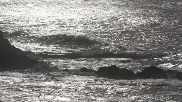 4x echte Zeitlupe - riesige Wellen an der portugiesischen Küste - 100fps — Stockvideo