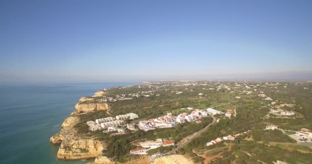 Aerial, Praia Da Corredoura, Grottas, Praia Da Benagil, Portogallo — Video Stock