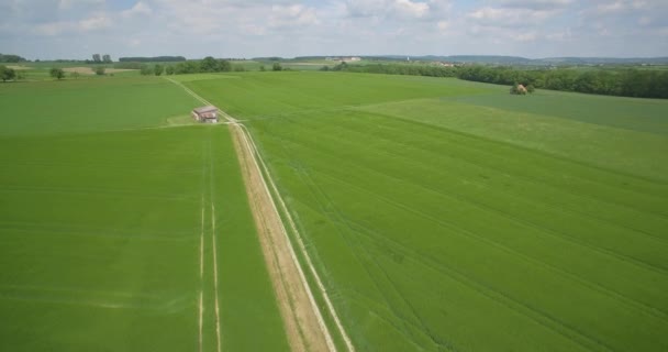 Aereo, Volo sopra le terre agricole tedesche, Germania meridionale — Video Stock