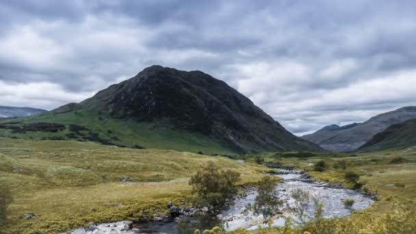 Upływ czasu, piękne Glen Etive, Szkocja — Wideo stockowe
