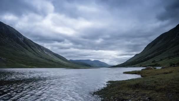 時間の経過、美しい湖 Etive、スコットランド — ストック動画