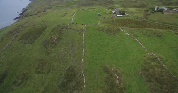 Aerial, Irish Cliffs, County Cork, Ireland — Stock Video
