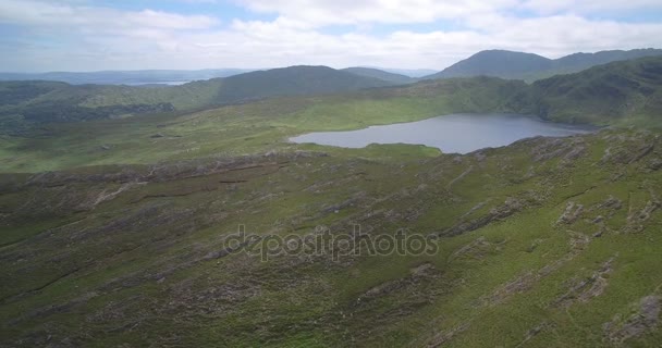 Aerial, Barley Lake, County Cork, Ireland - Native — стоковое видео