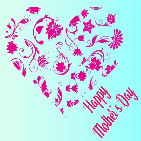 Mães Felizes Day Vector Heart Vector Floral Vector Illustration Background — Vetor de Stock