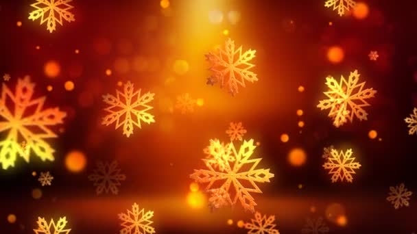 Flocos de neve de ouro de Natal — Vídeo de Stock
