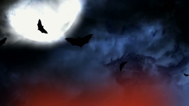 Halloween Moon Bats — ストック動画