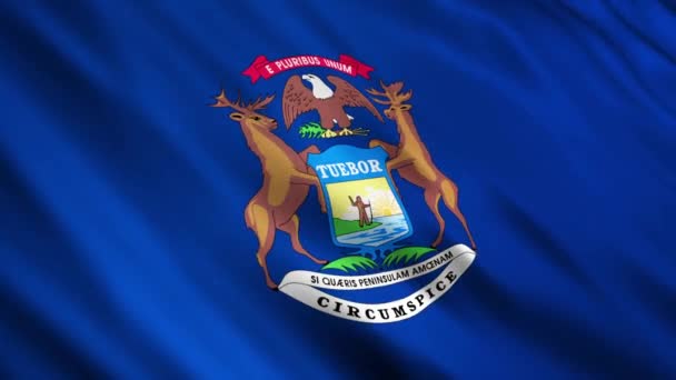 Flagge des Bundesstaates Michigan — Stockvideo