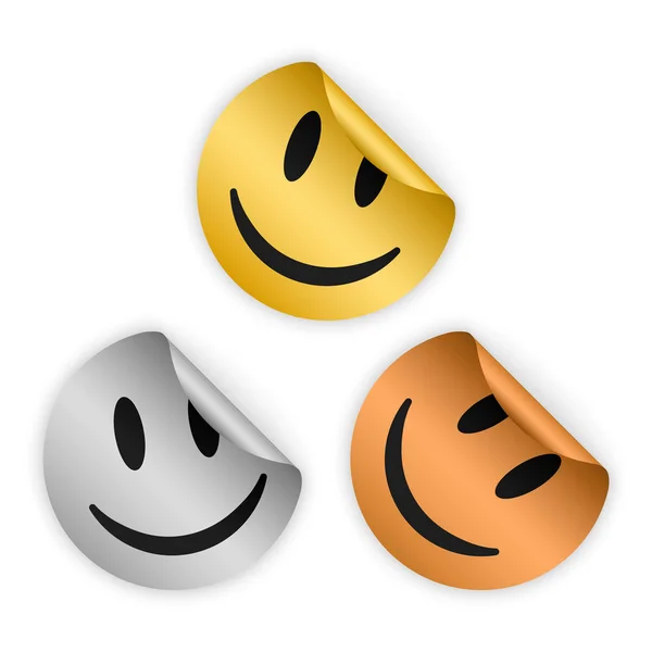 Set di adesivo sorriso vettore piegato — Vettoriale Stock
