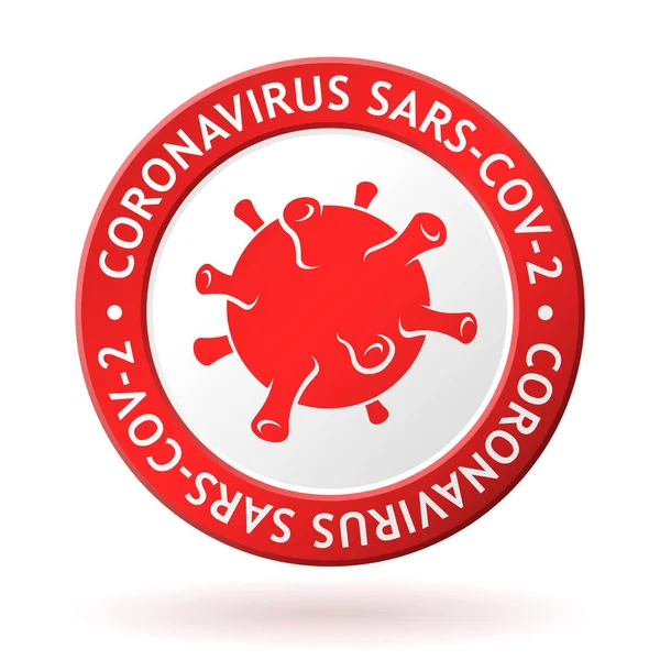 Vector Medalla Roja Con Signo Coronavirus Icono — Vector de stock