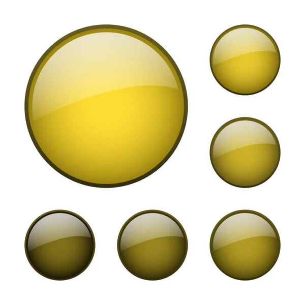 Набір Векторних Жовтих Закруглених Скляних Кнопок — стоковий вектор