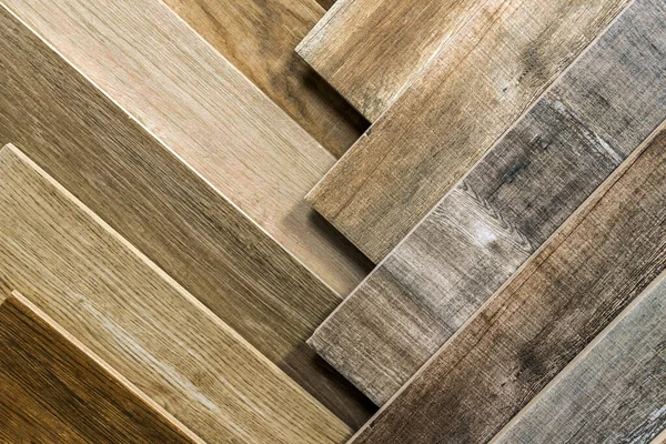 Variety Wooden Tiles Samples Fake Wood Tiles Flooring Assortment Floor — Stock Photo, Image