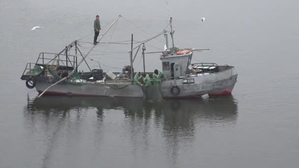 Mykolaiv Ucrânia Outubro 2019 Vista Aérea Pequeno Navio Pesca Metal — Vídeo de Stock