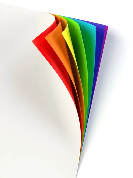 Blank document with rainbow colored curled corner — Stock Photo, Image