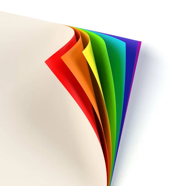 Rrainbow colored curled document corner — Stock Photo, Image