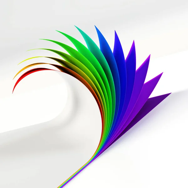 Rrainbow colored curled document corner side view — Stock Photo, Image