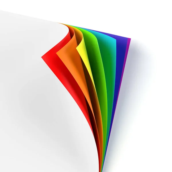Blank document with rainbow colored curled corner — Stock Photo, Image