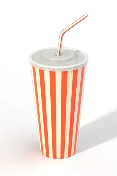 Taza de bebida de cola de comida rápida y paja para beber — Foto de Stock