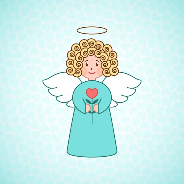 Doodle angel with a heart — Stock Vector