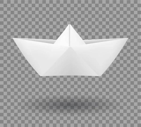 Realistisch gevouwen papieren boot in origami stijl. — Stockvector