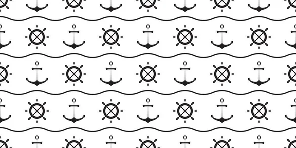 Nautiskt minimalistiskt sömlöst mönster med ankare och fartygshjul — Stock vektor