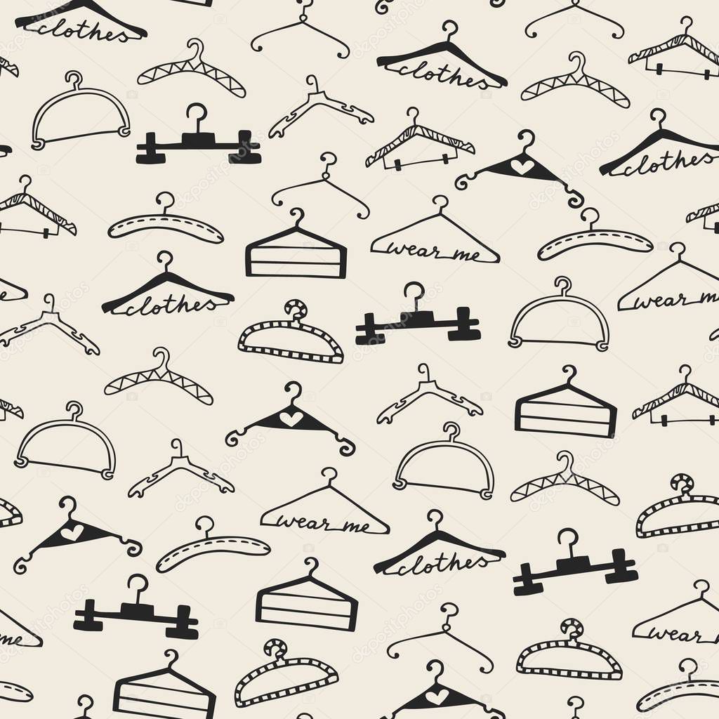 Doodle seamless clothes hangers pattern