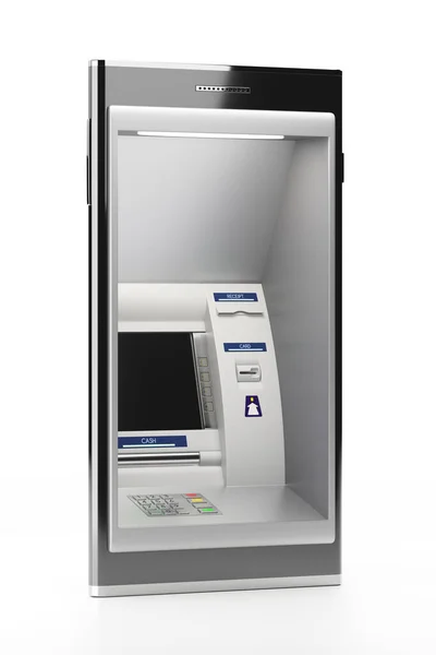 Mobile phone with atm machine — Stock Photo, Image