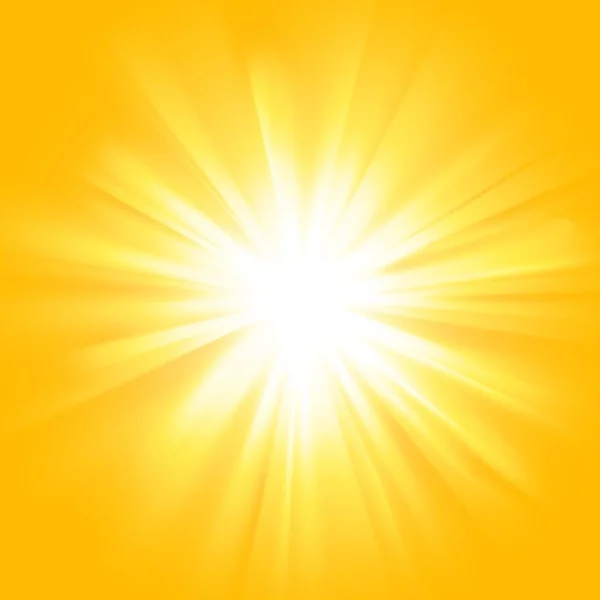 Rayos amarillos de sol con destello naranja — Vector de stock