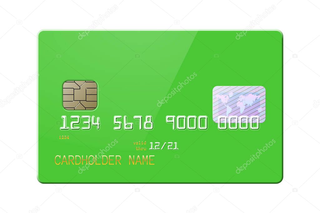 Highly detailed realistic glossy credit card