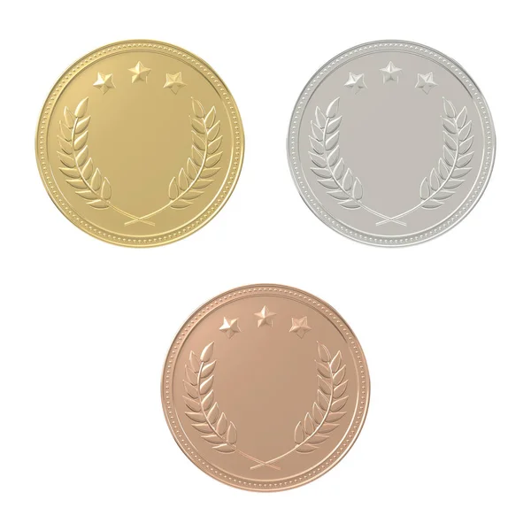 Gold, silver, bronze medals set — Stock Photo, Image