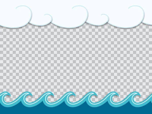Papier ausgeschnitten Rahmen von Wellen im Origami nautischen Stil — Stockvektor