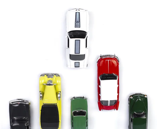 Więcej Zabawek Samochody Retro Izolowane Białym Tle — Zdjęcie stockowe