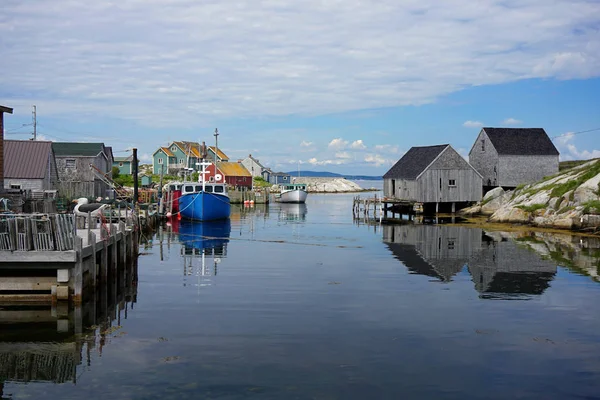 Boats Moored Peggy Cove Nova Scotia — Stock Photo, Image
