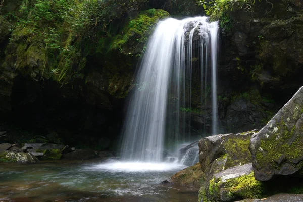 Foto Borrosa Movimiento Grotto Falls Parque Nacional Great Smoky Mountains — Foto de Stock