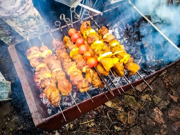 Evde genç bir domuzla barbekü yapmak, şey, çok genç. — Stok fotoğraf