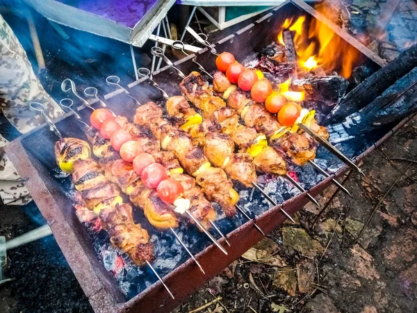 Grillen zu Hause mit einem jungen Schwein, naja, sehr jung — Stockfoto