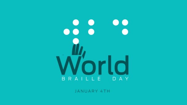 Παγκόσμια Ημέρα Μπράιγ Κίνηση Γραφική Αναπηρία Κόσμος Τυφλός Πανό Εικονογράφηση — Αρχείο Βίντεο