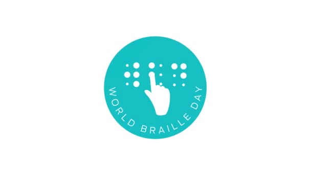 World Braille Day Motion Graphic Disability World Blind Banner Illustration — стоковое видео