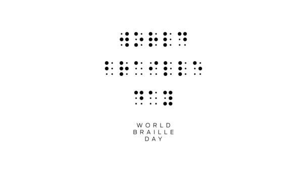 World Braille Dag Rörelse Grafik Funktionshinder Världen Blind Banner Illustration — Stockvideo