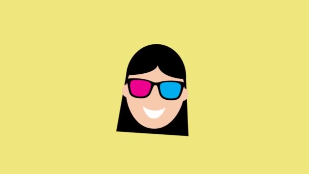 Flat Icon Sunglasses Animation Footage — Stock Video