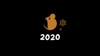 Zarif ve sade mutlu Çin Yeni Yılı 2020, Motion graphic Video 4k
