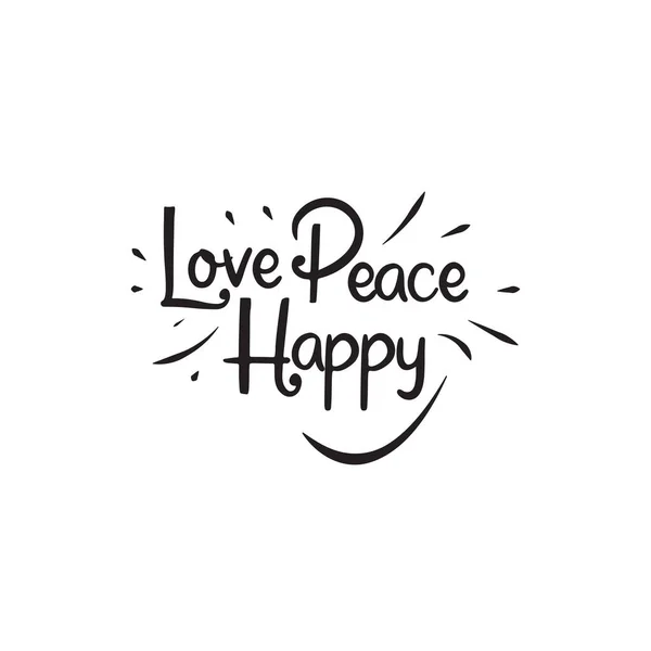 Frieden und Liebe Worte mit Herz Friedenssymbol — Stockvektor