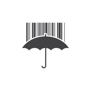 Logo design with umbrella and bar code rain vector