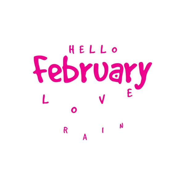 Hello Február, Február a szerelemben, — Stock Vector